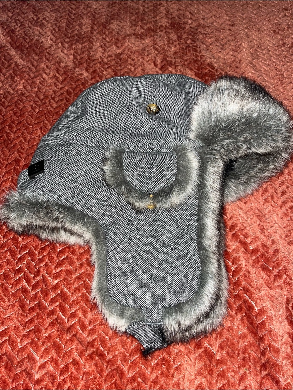 Grey Faux-Fur Trapper Hat for Men - Insulated Winter Earflap Cap